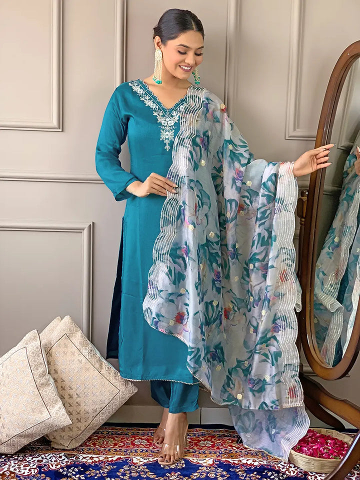 Premium Viscose Suit Set with Chanderi Touch