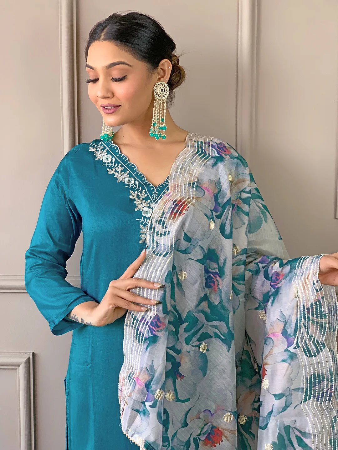 Premium Viscose Suit Set with Chanderi Touch