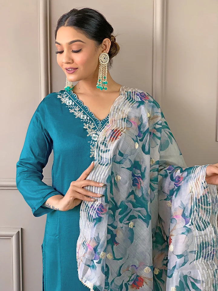Premium Viscose Suit Set with Chanderi Touch