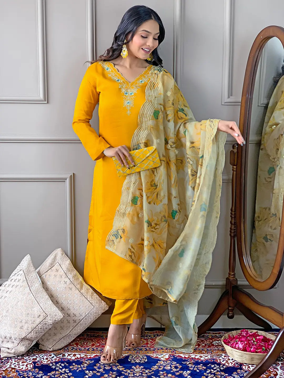 Premium Viscose Suit Set with Chanderi Touch