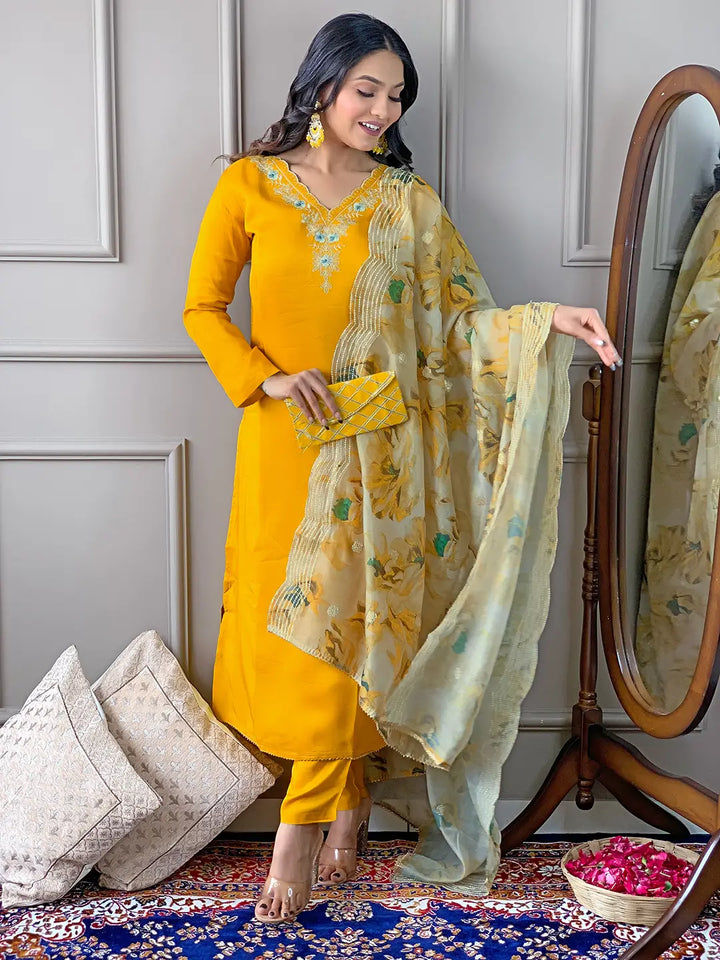 Premium Viscose Suit Set with Chanderi Touch