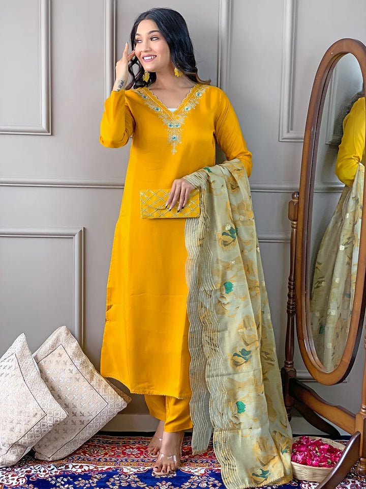 Premium Viscose Suit Set with Chanderi Touch