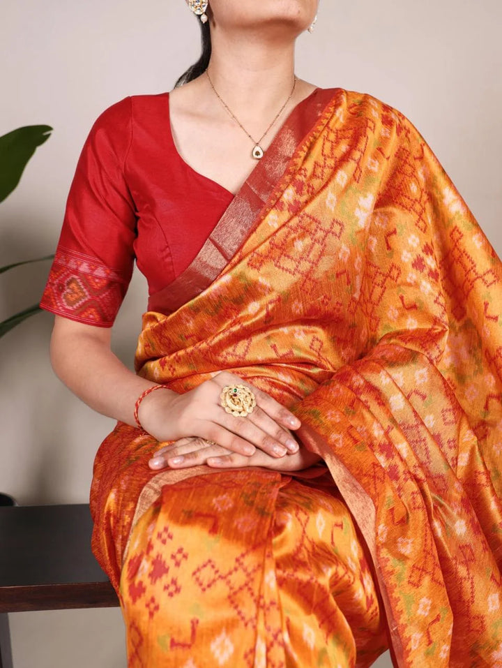 Elegant Raw Silk Saree with Zari Border & Tassels for Festive Wear