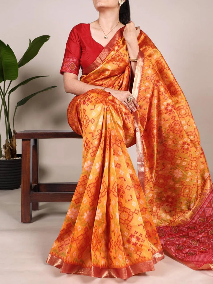 Elegant Raw Silk Saree with Zari Border & Tassels for Festive Wear
