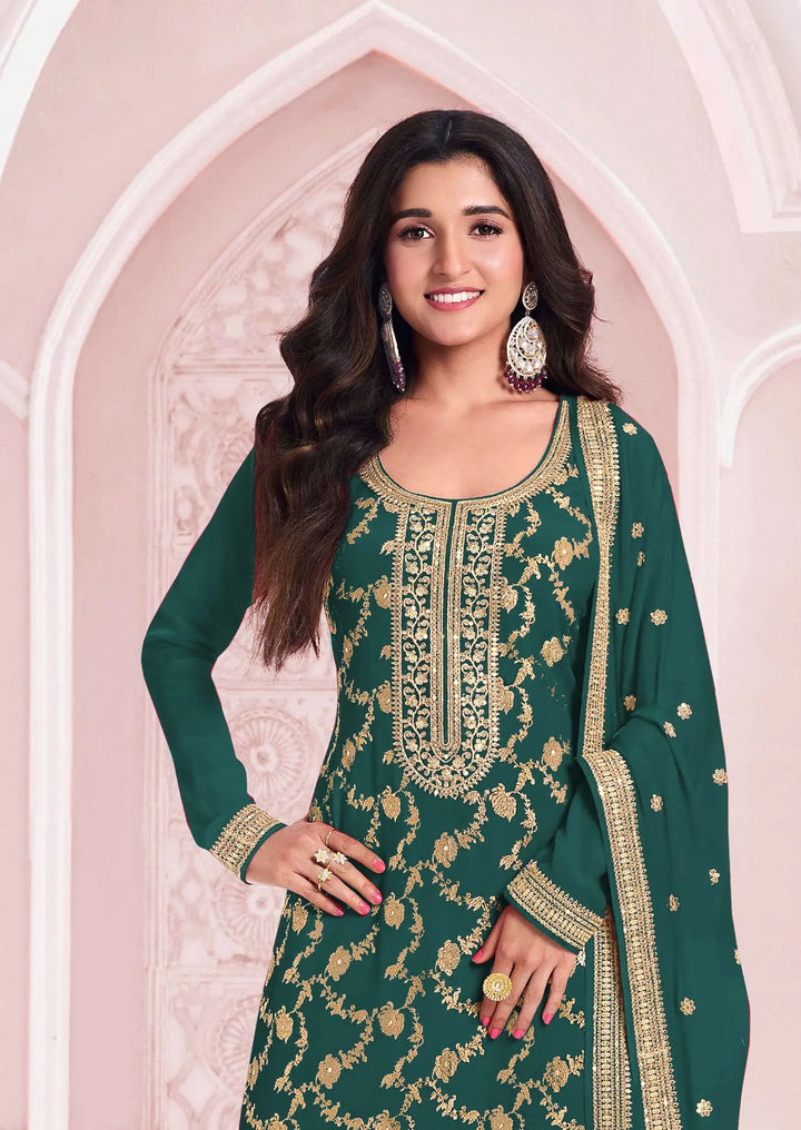 Designer Pakistani Suit in Pure Jacquard Viscose with Chinon Dupatta