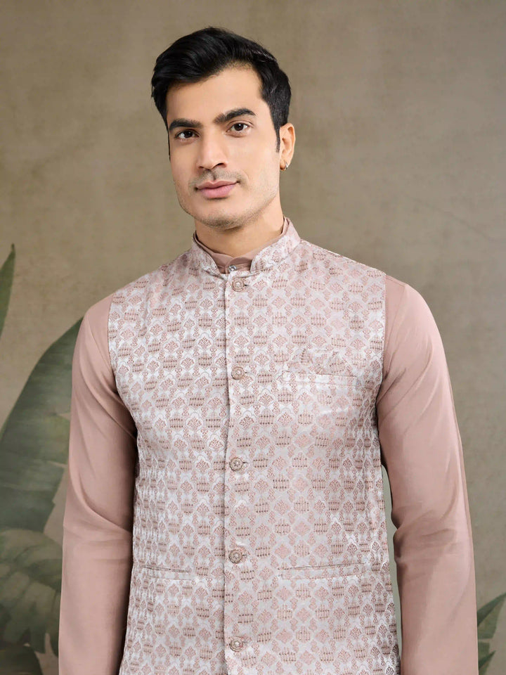 Dusty Pink Kurta with Koti | Shop Festive Readymade Set