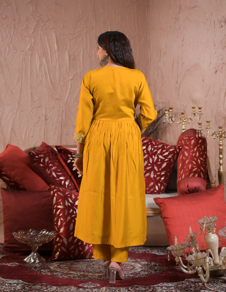 Elegant Yellow Viscose Chanderi Salwar Kameez Set with Dupatta