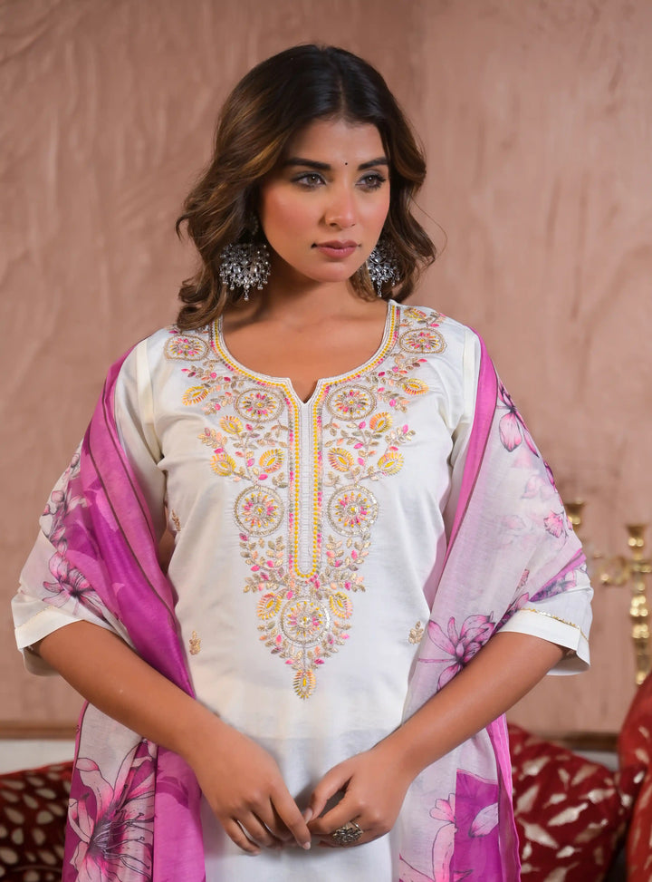 stylish Viscose Chanderi Suit Set for Festive & Wedding Wear
