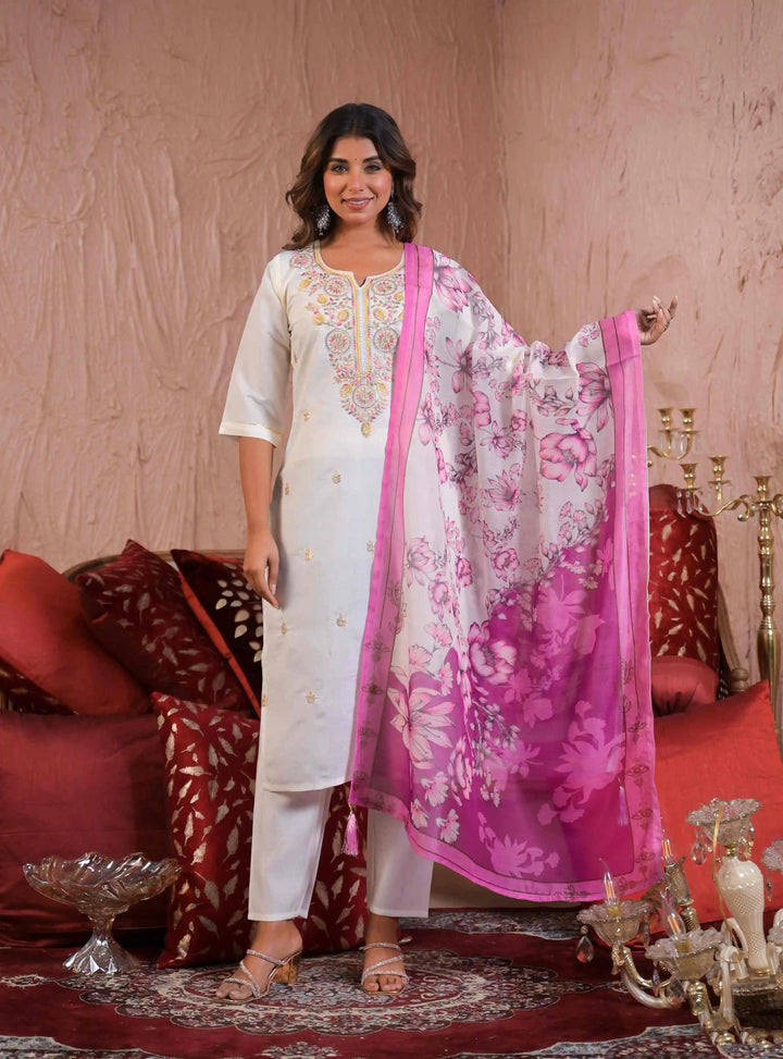 stylish Viscose Chanderi Suit Set for Festive & Wedding Wear