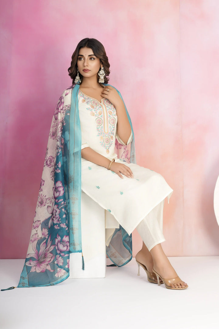 stylish Viscose Chanderi Suit Set for Festive & Wedding Wear