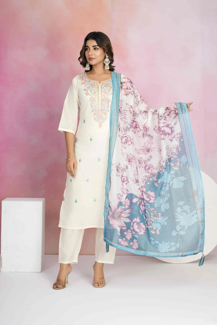 stylish Viscose Chanderi Suit Set for Festive & Wedding Wear