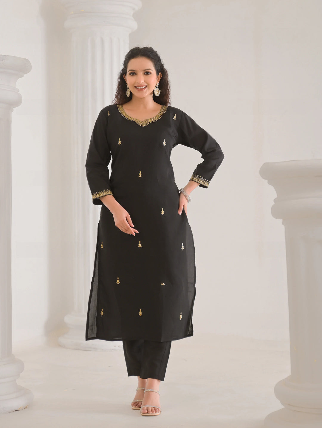 Festive Wear Embroidered Viscose Chanderi Suit Set with Jacquard Dupatta
