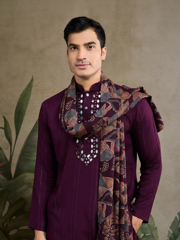 Viscose Rayon Kurta with Dupatta for Festive Readymade for Men
