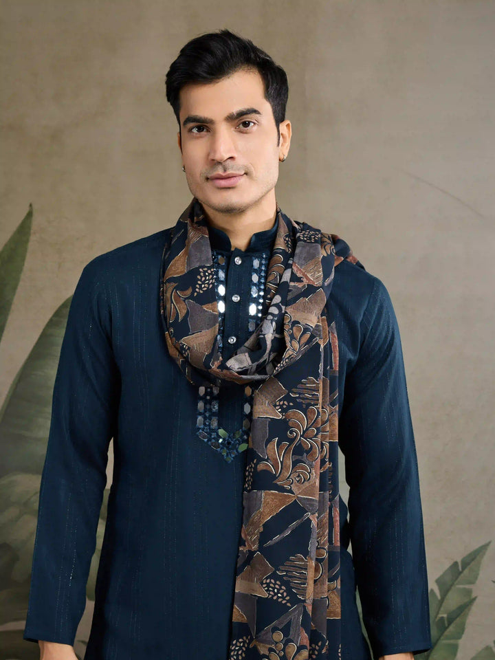 Viscose Rayon Kurta with Dupatta for Festive Readymade for Men