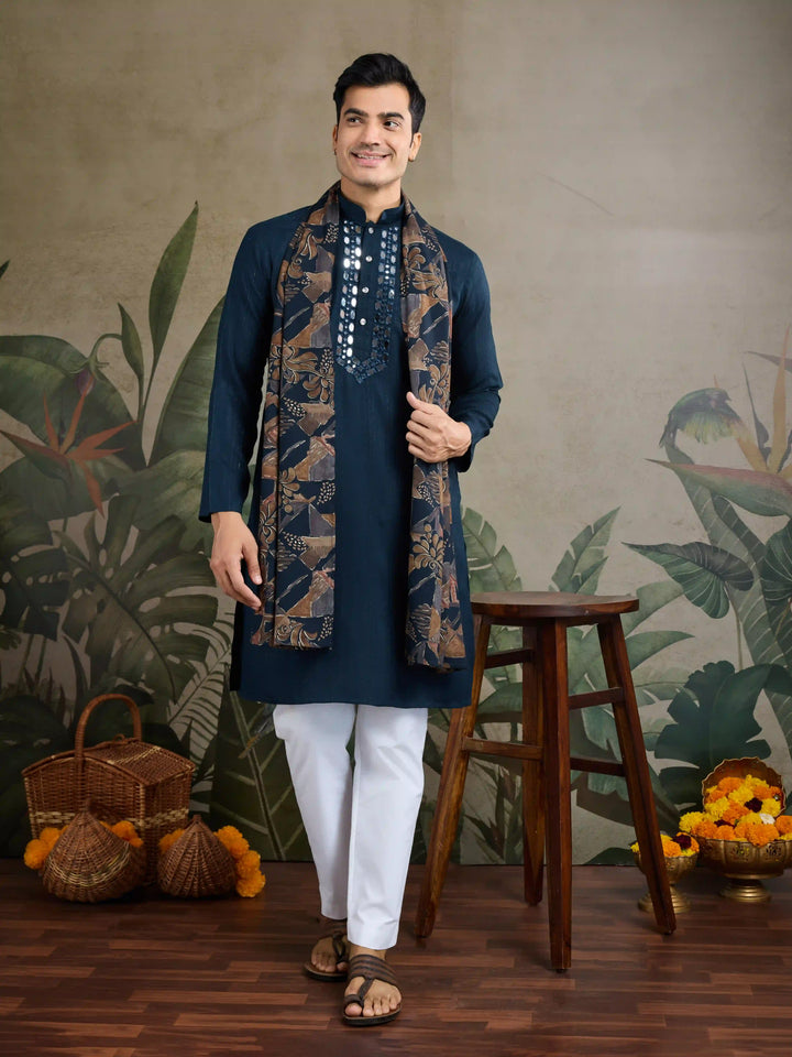 Viscose Rayon Kurta with Dupatta for Festive Readymade for Men