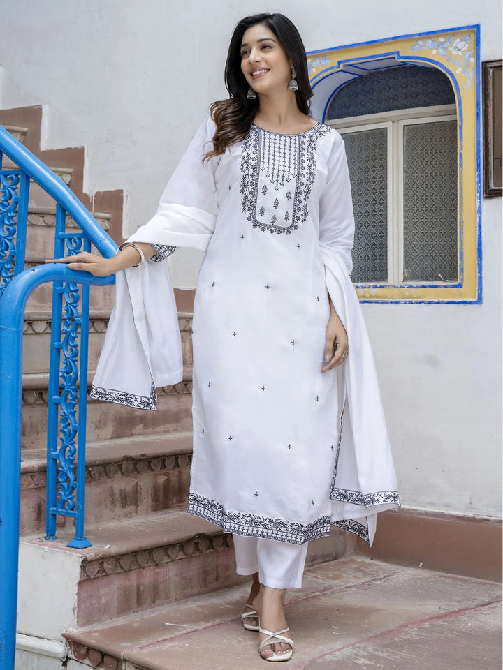 Viscose Roman Silk Designer Salwar Kameez with Nazmin Dupatta