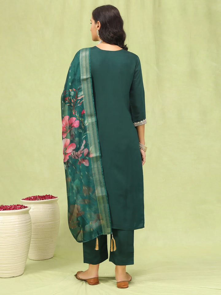 Elegant Designer Salwar Kameez in Viscose Roman Silk and Organza