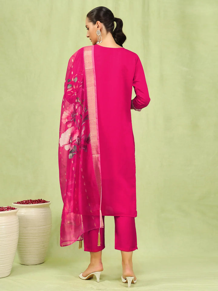 Elegant Designer Salwar Kameez in Viscose Roman Silk and Organza