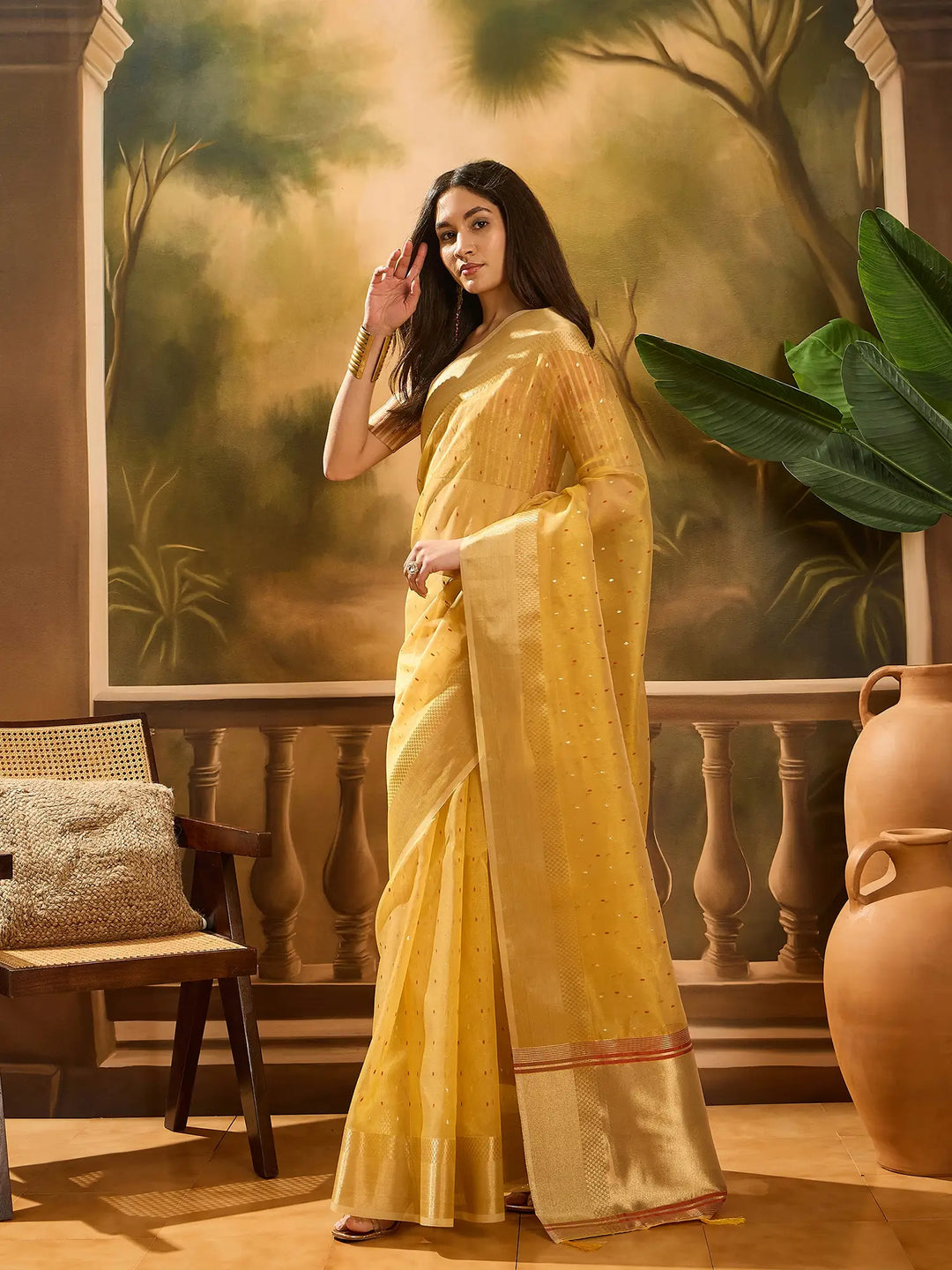 VElegant Khadi Organza Saree for Festive Special Designer Collection