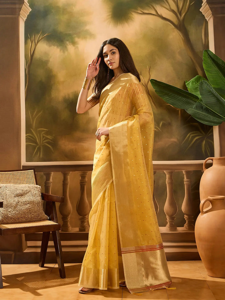 VElegant Khadi Organza Saree for Festive Special Designer Collection