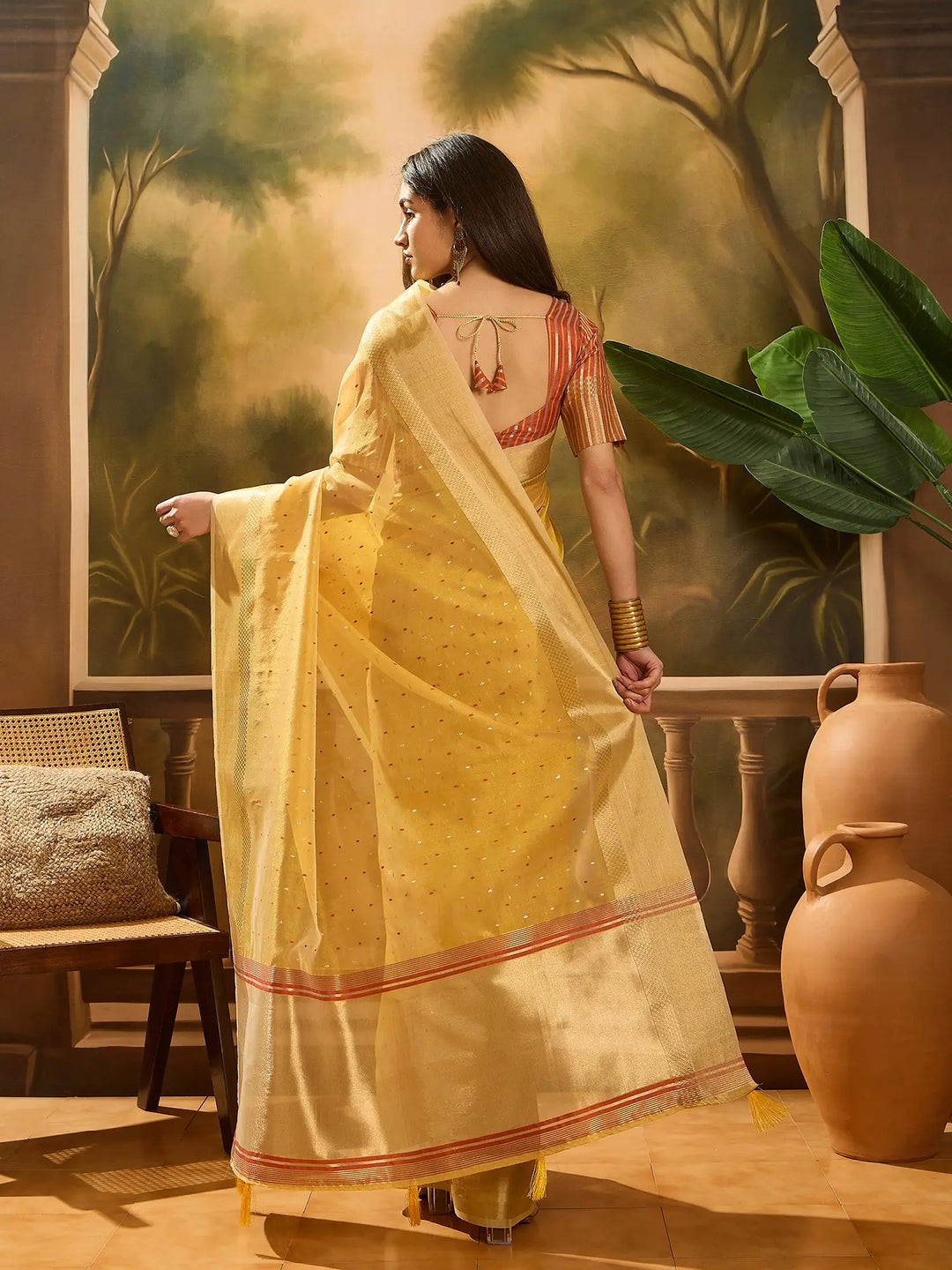 VElegant Khadi Organza Saree for Festive Special Designer Collection