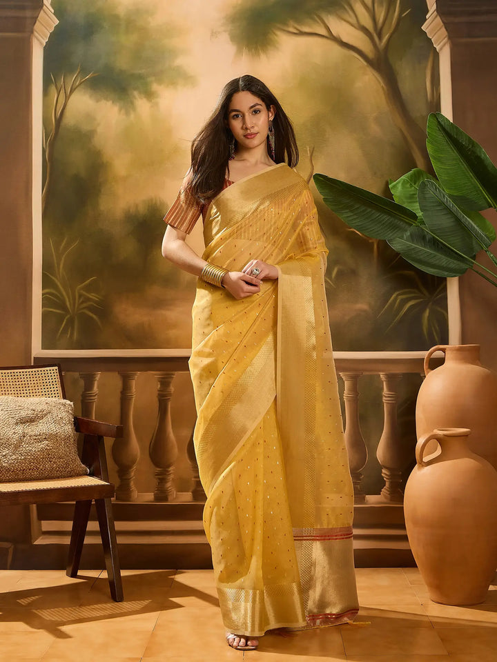 VElegant Khadi Organza Saree for Festive Special Designer Collection