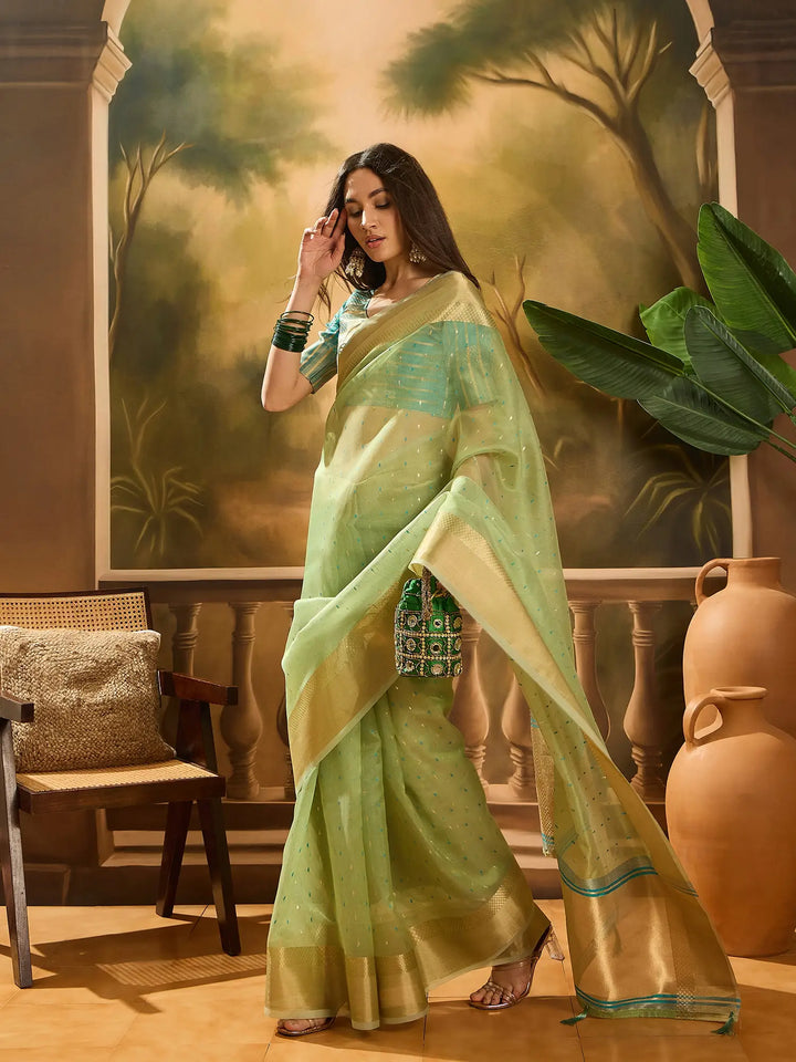VElegant Khadi Organza Saree for Festive Special Designer Collection