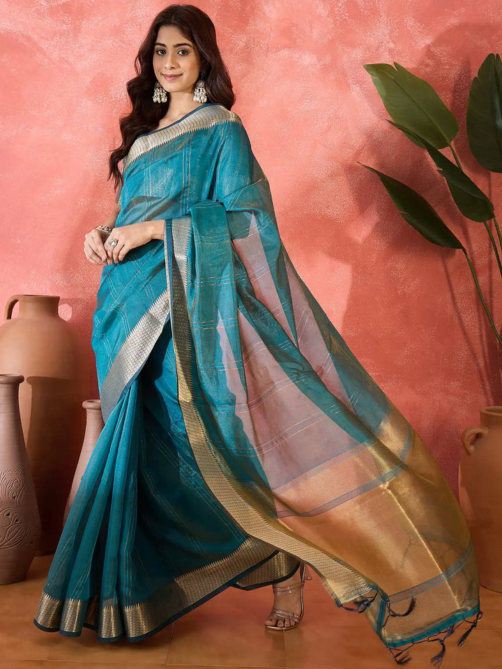 Designer Khadi Organza Saree for Women Party & Festive Look