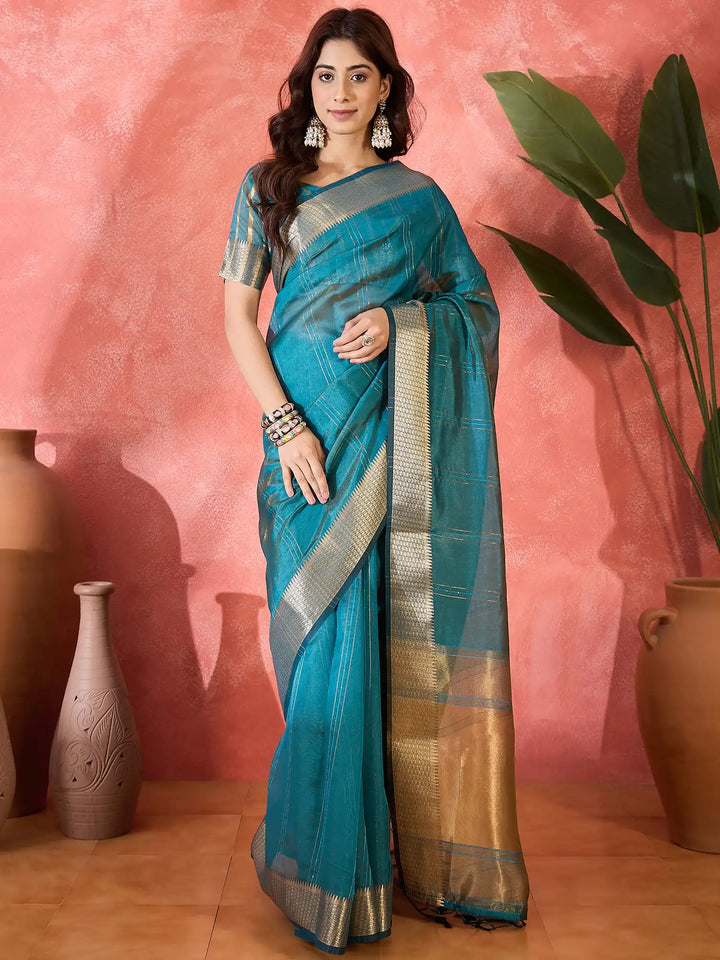 Designer Khadi Organza Saree for Women Party & Festive Look