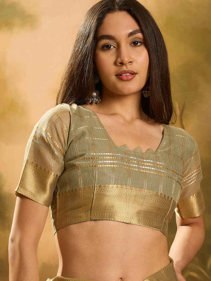 Elegant Khadi Organza Saree with Jacquard Design Festive Wear Look