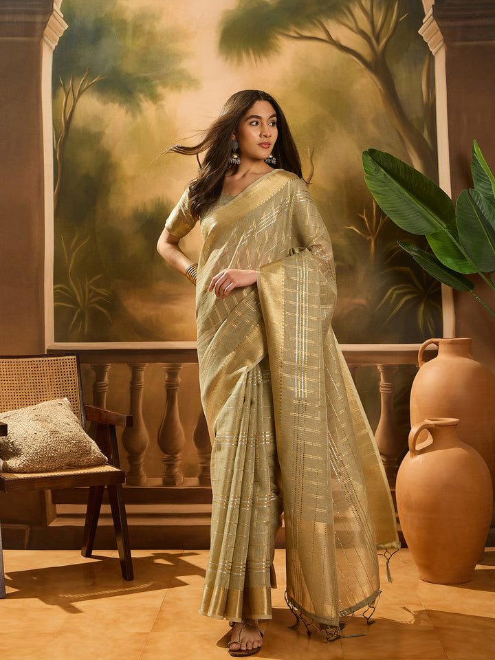 Elegant Khadi Organza Saree with Jacquard Design Festive Wear Look