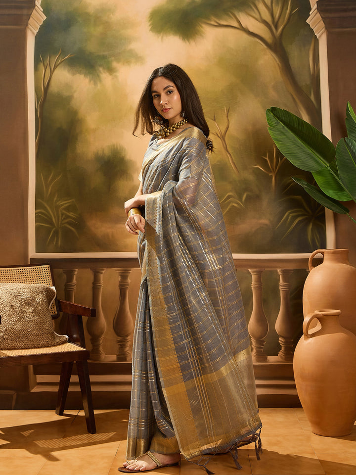 Elegant Khadi Organza Saree with Jacquard Design Festive Wear Look