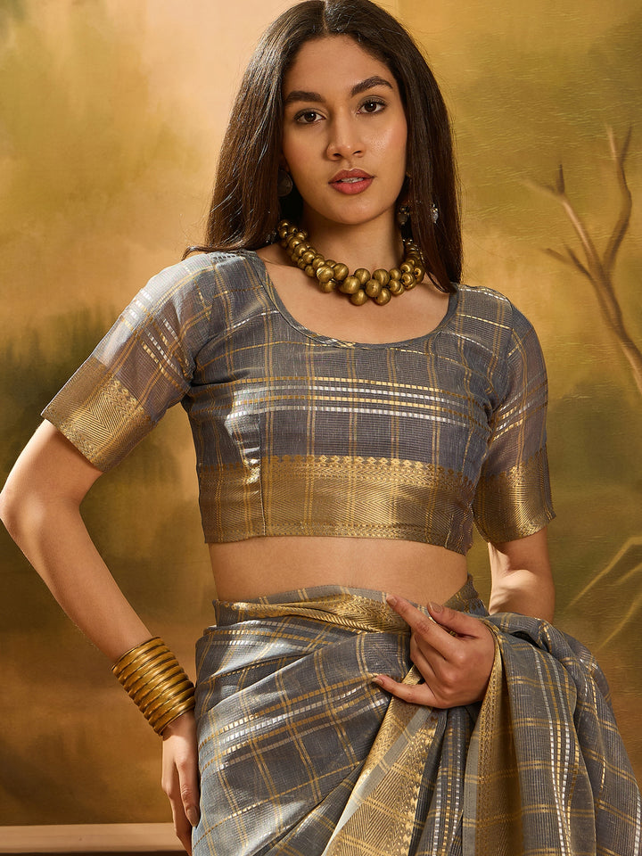 Elegant Khadi Organza Saree with Jacquard Design Festive Wear Look