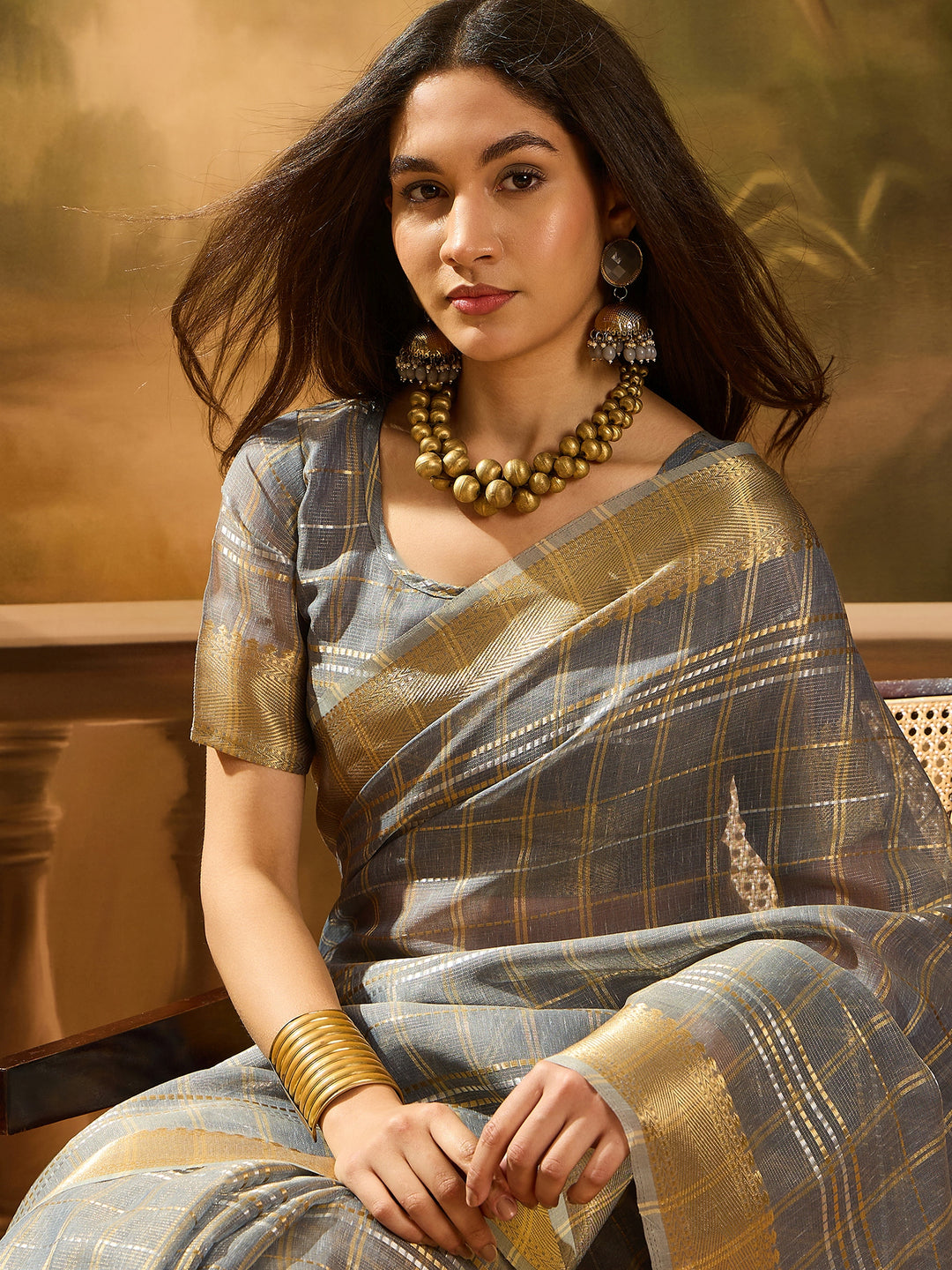 Elegant Khadi Organza Saree with Jacquard Design Festive Wear Look