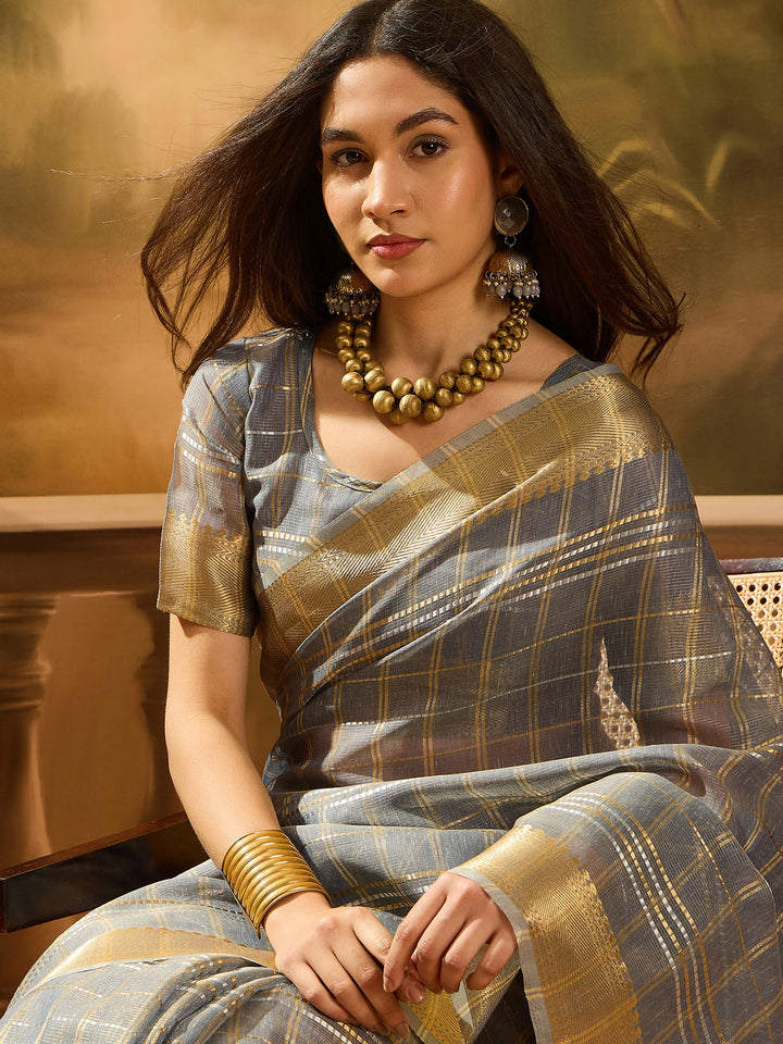Elegant Khadi Organza Saree with Jacquard Design Festive Wear Look
