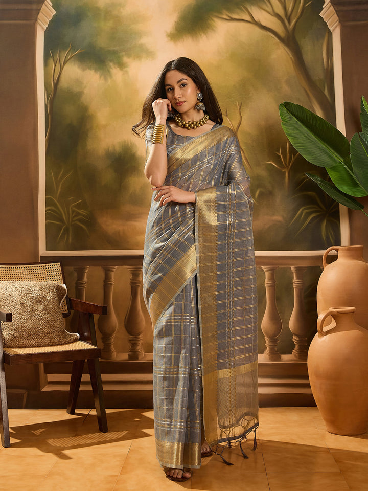 Elegant Khadi Organza Saree with Jacquard Design Festive Wear Look