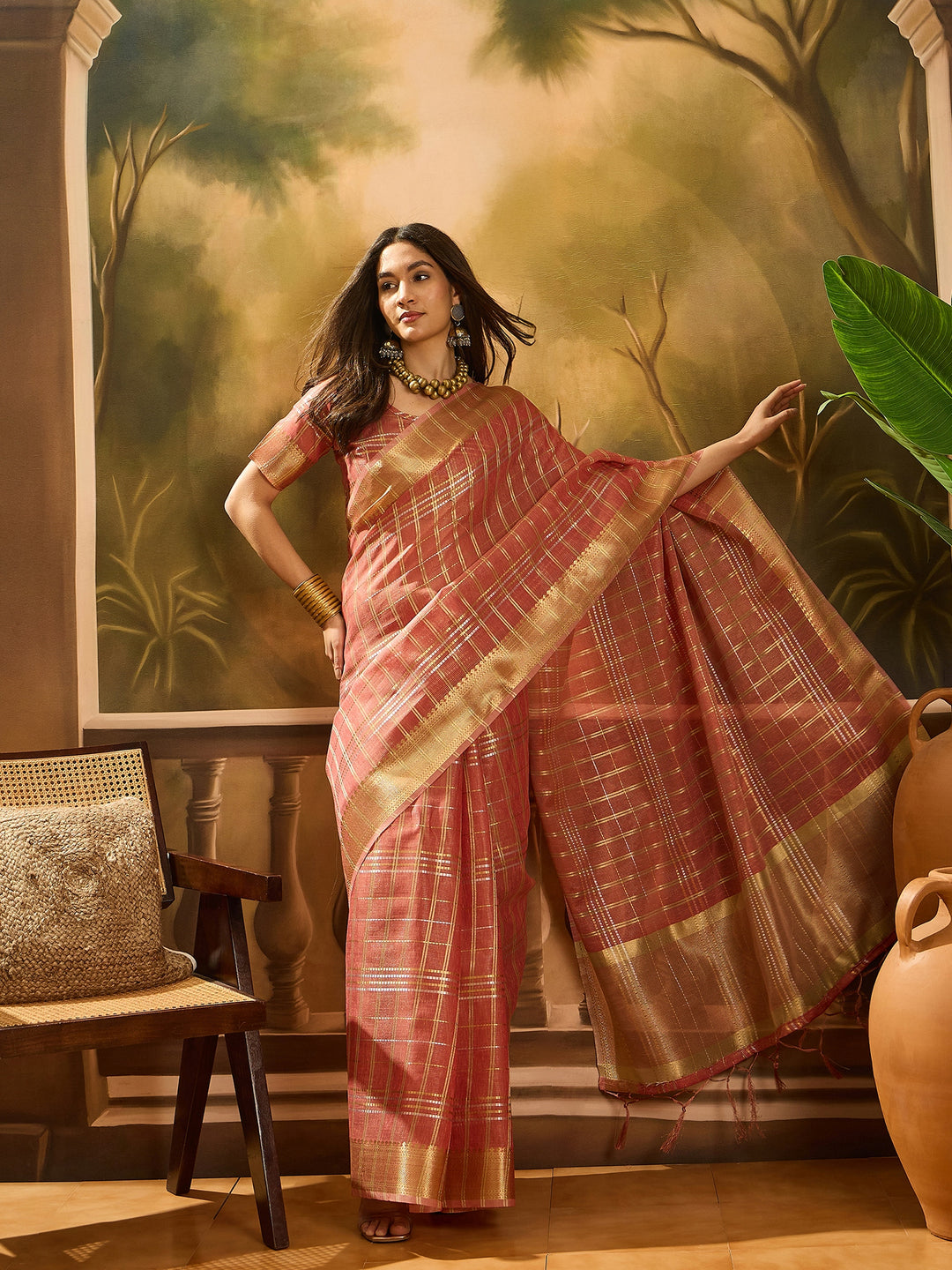 Elegant Khadi Organza Saree with Jacquard Design Festive Wear Look