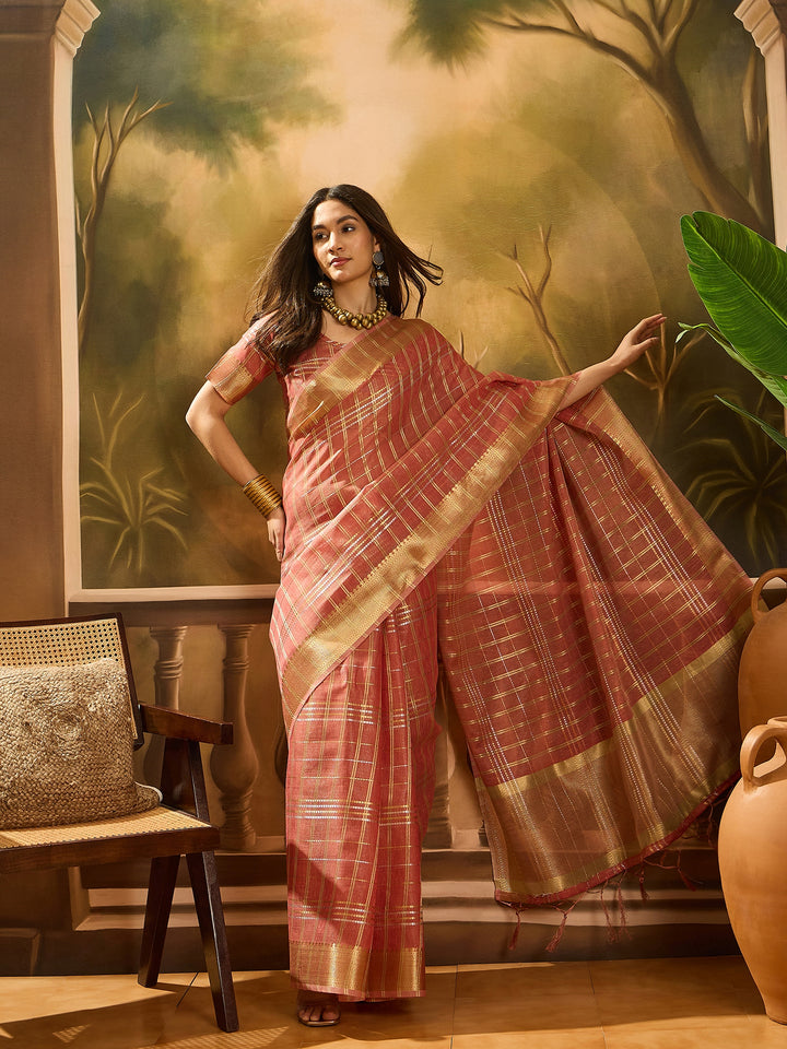 Elegant Khadi Organza Saree with Jacquard Design Festive Wear Look