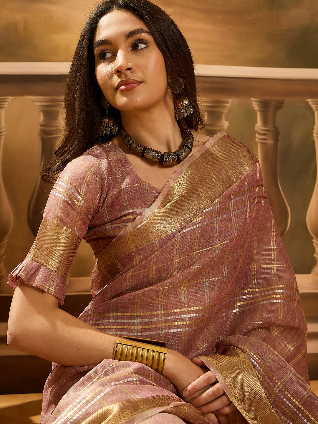 Elegant Khadi Organza Saree with Jacquard Design Festive Wear Look