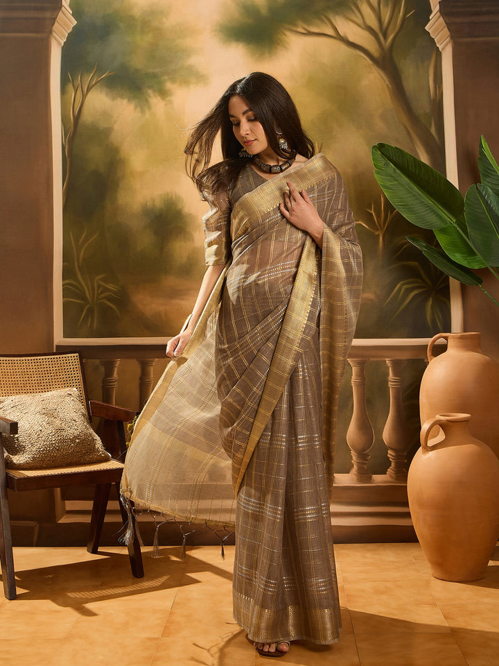 Elegant Khadi Organza Saree with Jacquard Design Festive Wear Look