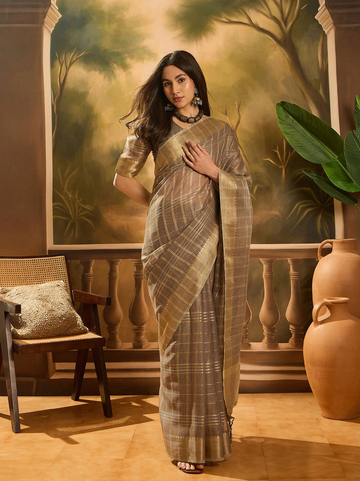 Elegant Khadi Organza Saree with Jacquard Design Festive Wear Look