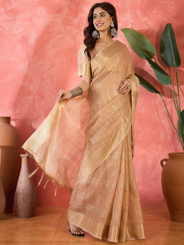 Elegant Khadi Organza Saree with Jacquard Design Festive Wear Look