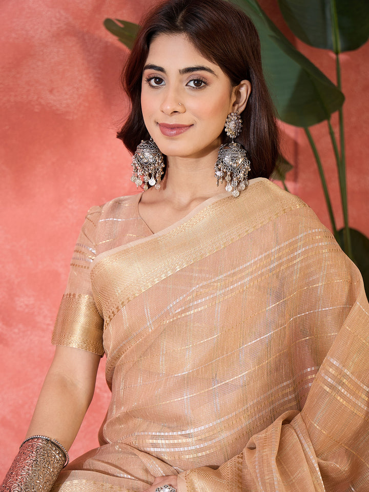 Elegant Khadi Organza Saree with Jacquard Design Festive Wear Look