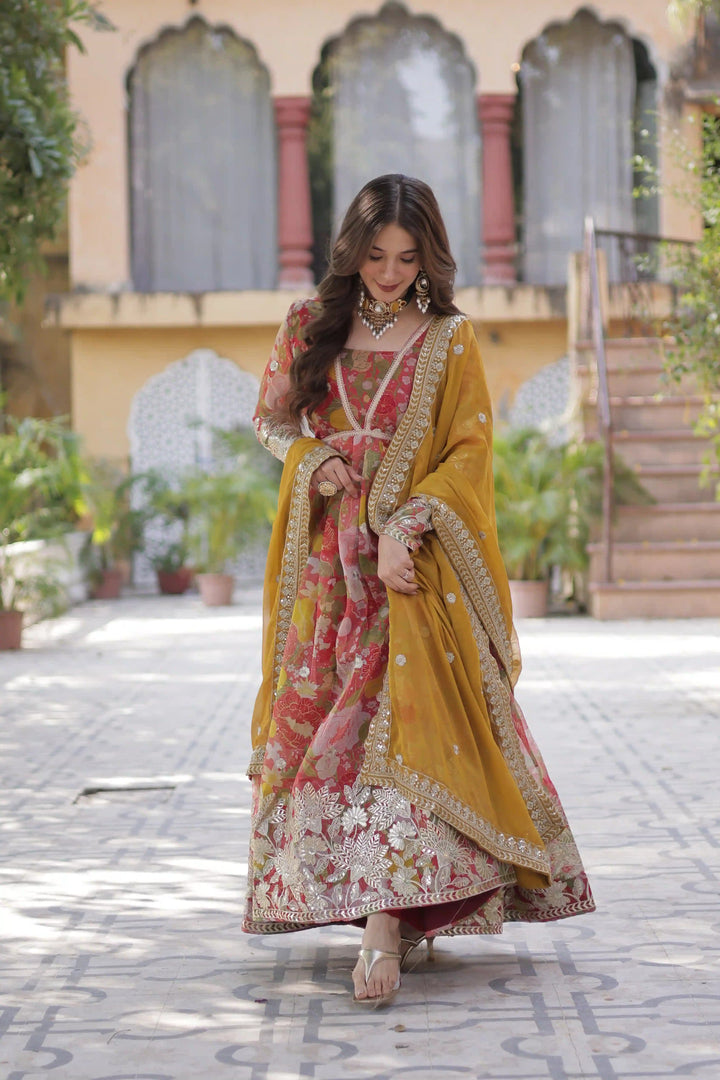 Chic Long Kurti with Embroidered Work & Foil Detailing