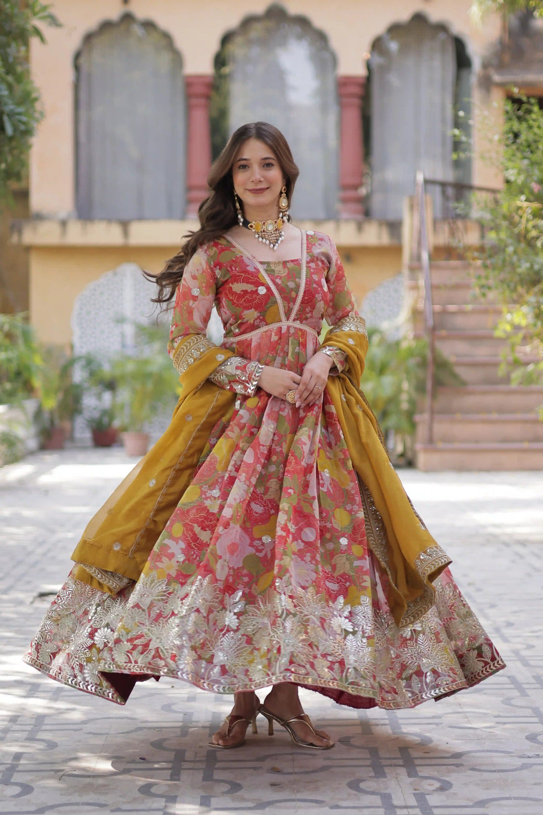 Chic Long Kurti with Embroidered Work & Foil Detailing