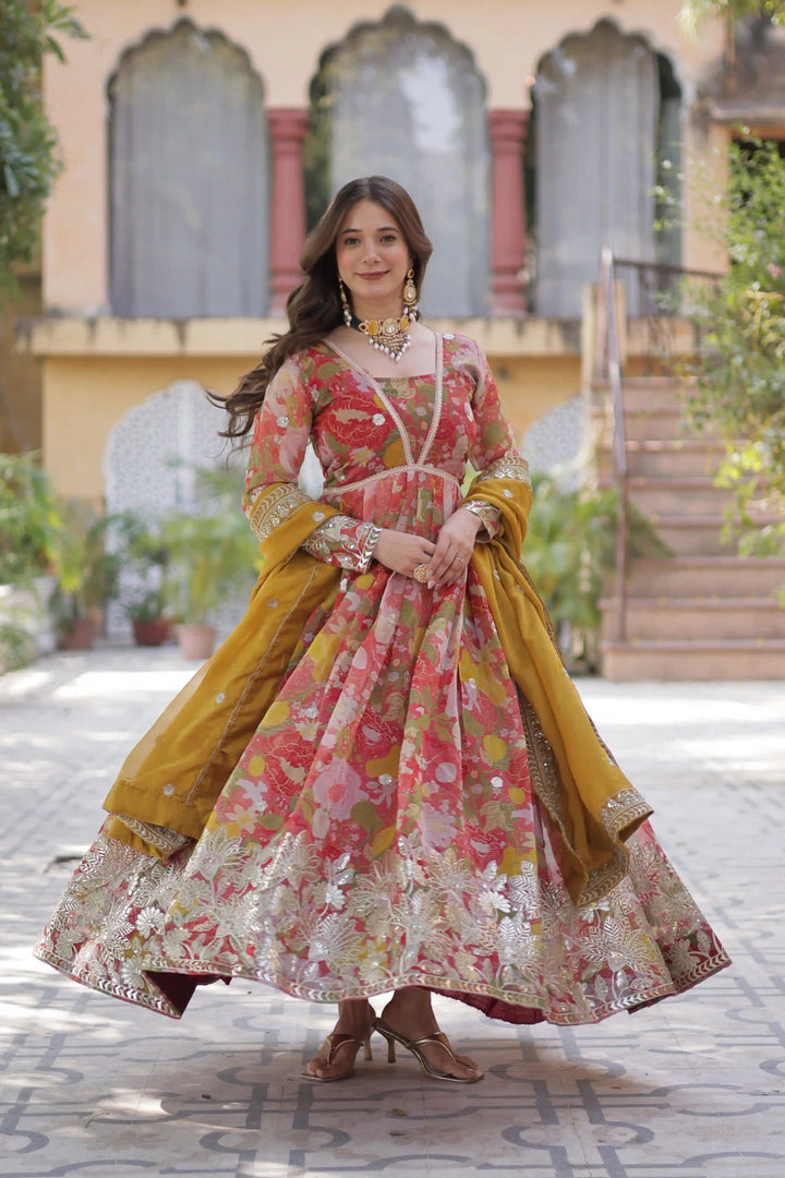 Chic Long Kurti with Embroidered Work & Foil Detailing