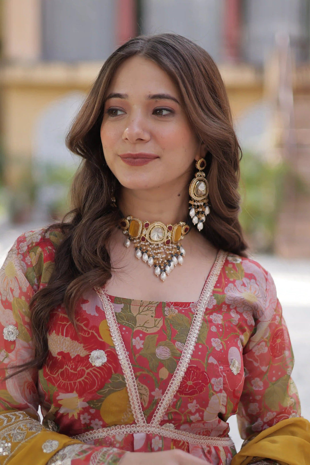 Chic Long Kurti with Embroidered Work & Foil Detailing