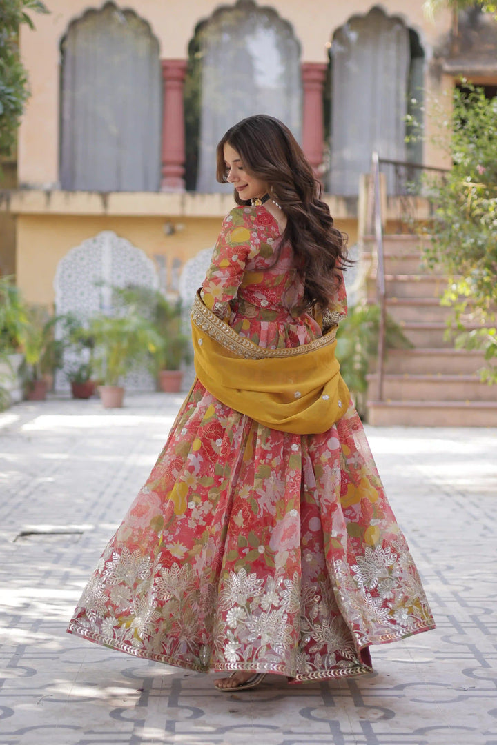 Chic Long Kurti with Embroidered Work & Foil Detailing