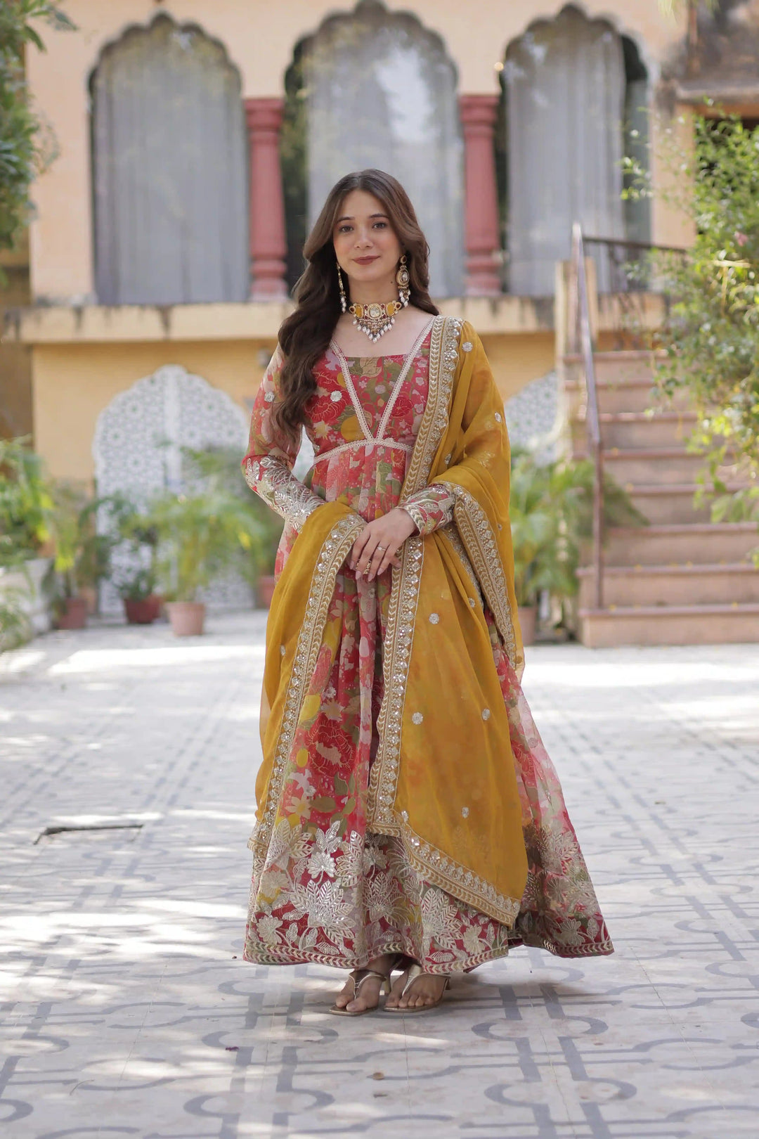 Chic Long Kurti with Embroidered Work & Foil Detailing