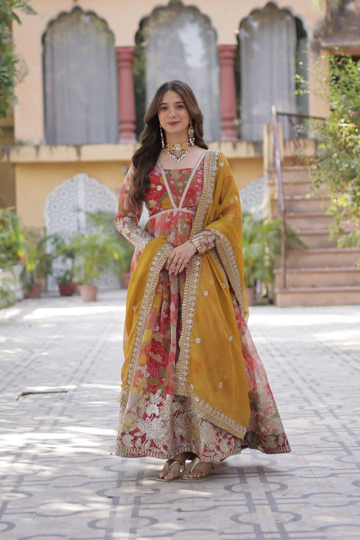 Chic Long Kurti with Embroidered Work & Foil Detailing